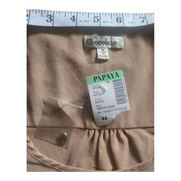 Chocolate USA Tank Top Women Sz M NWT Sleeveless Beige 3 Button Summer - Picture 6 of 6